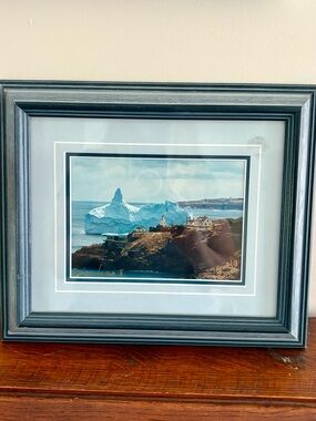 Blue Framed Coastal Iceberg Photograph - Signed